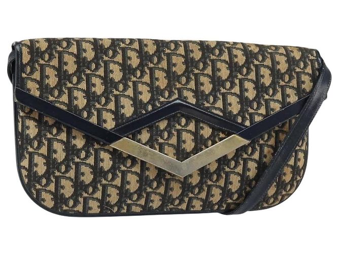 Borsa a tracolla Christian Dior Trotter Canvas Navy Gold