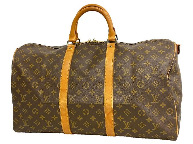 Louis Vuitton Brown Boston Monogram Keepall Bandoulière 50