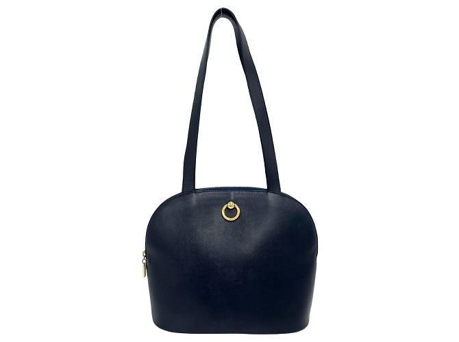 Céline Celine Navy Leather Semi Shoulder Tote Bag