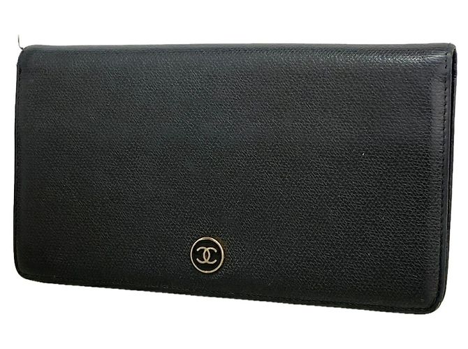 Chanel Long Wallet in Black Leather