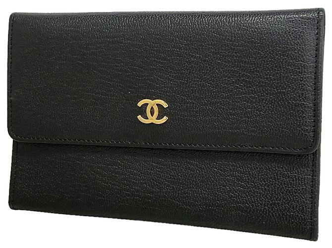Chanel Black Leather Bi-Fold Wallet