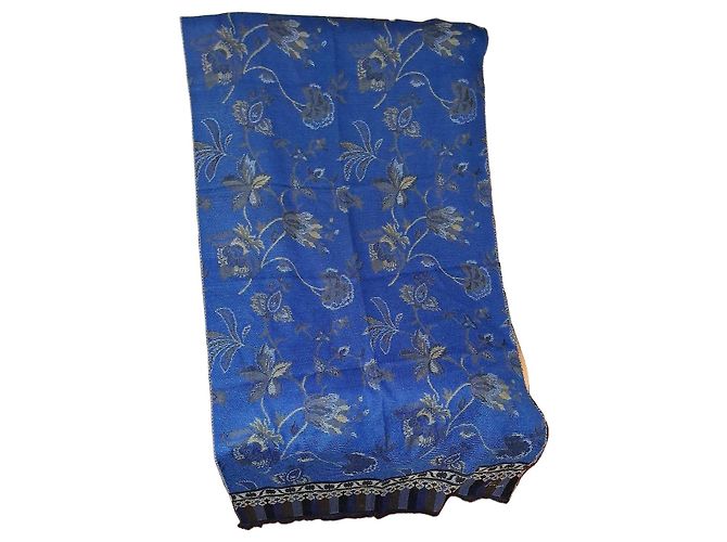 Kenzo Cachecol em 75% lã e viscose azul com padrão floral