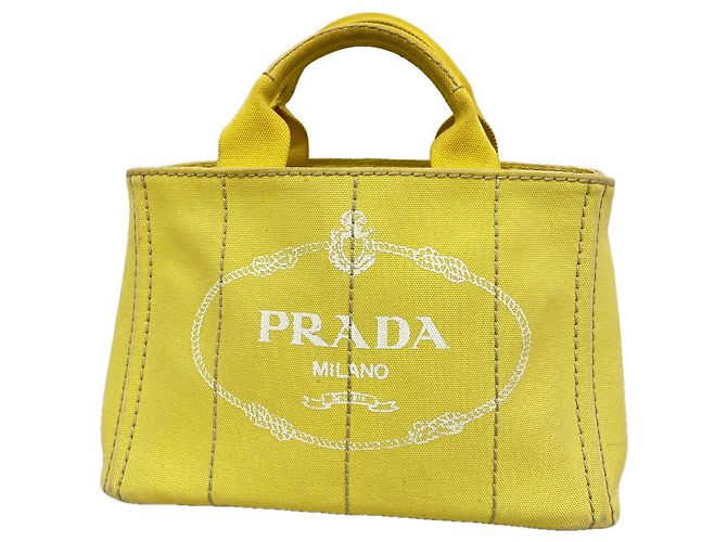 Saco Tote Prada Canapa Canvas em amarelo