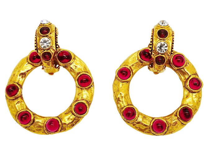 Orecchini a clip Chanel Oro e Rosso
