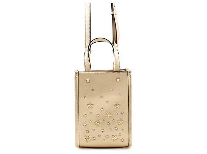 Mini sac à main cabas Jimmy Choo avec strass dorés
