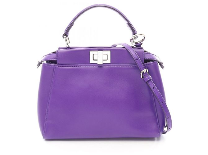 Bolsa Fendi Mini Peekaboo 2-Way em couro roxo