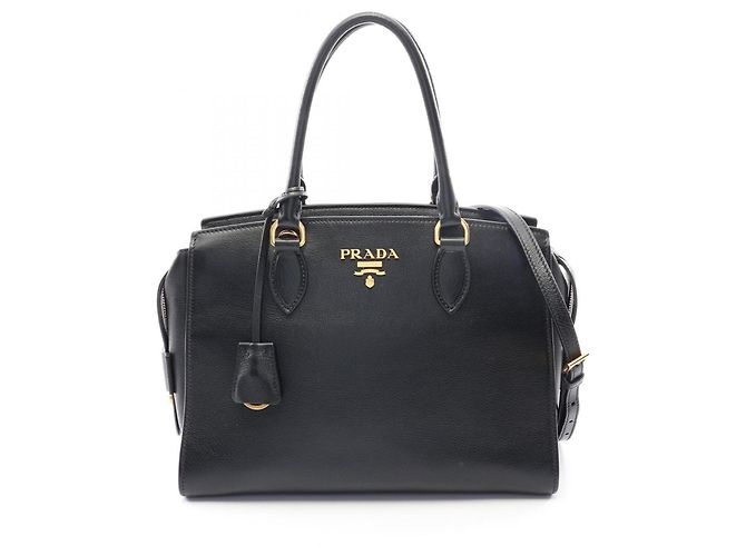 Bolso de mano 2-Way de piel negra Prada