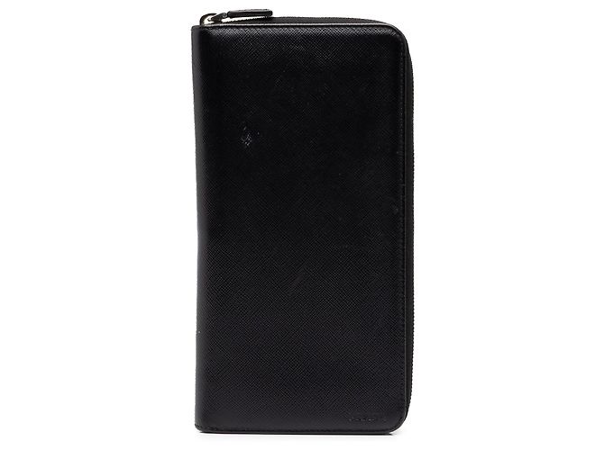 Cartera larga Prada Black Saffiano con cremallera
