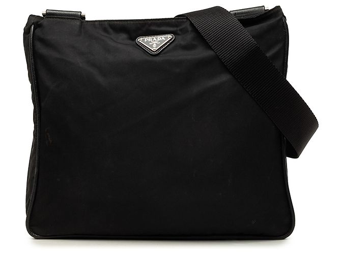 Prada Sac Crossbody en Tessuto Noir avec Fermeture Éclair