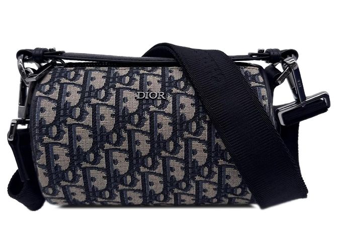 Sac Roller Messenger Mini en toile Oblique bleue Dior