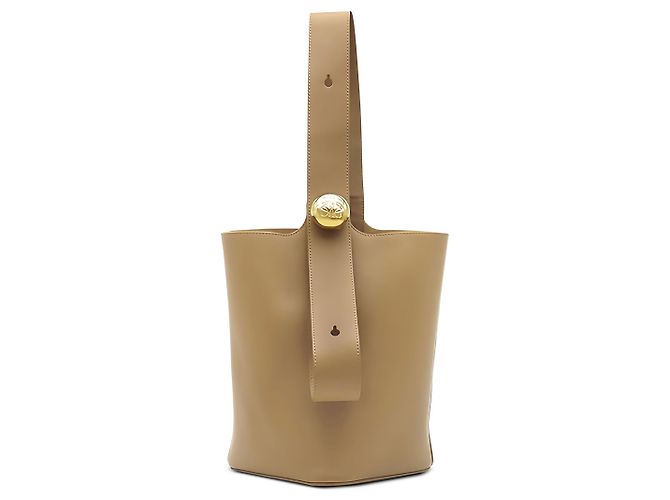 Borsa a secchiello Pebble LOEWE Medium in pelle di vitello liscia marrone
