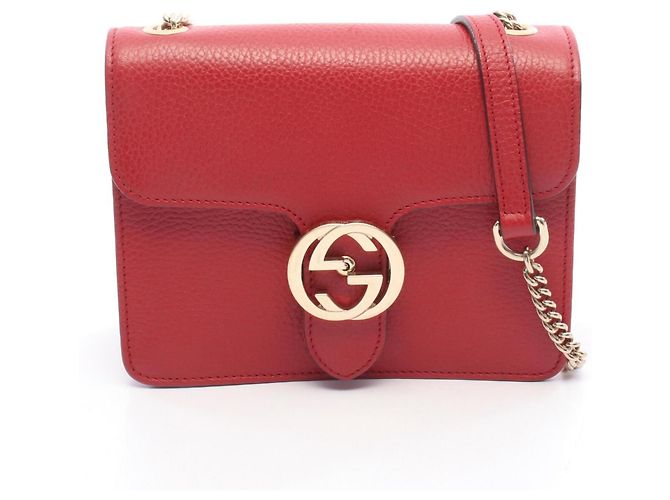 Sac à épaule Gucci Interlocking G en cuir rouge
