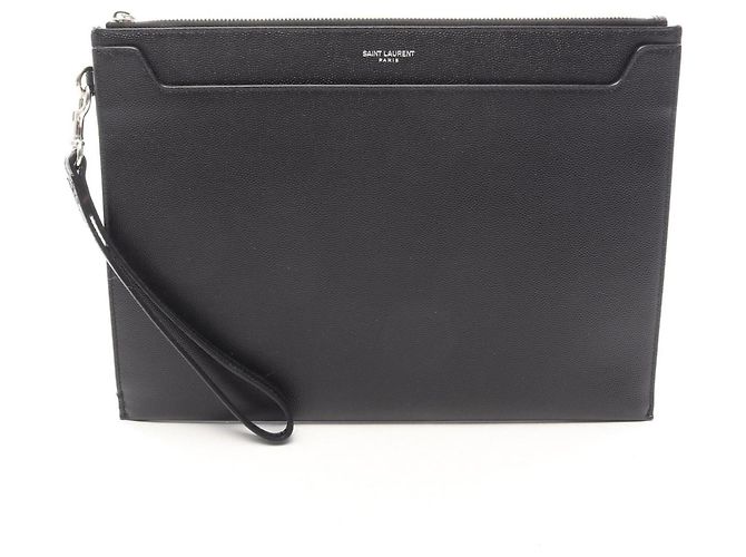 Pochette en cuir noir Yves Saint Laurent
