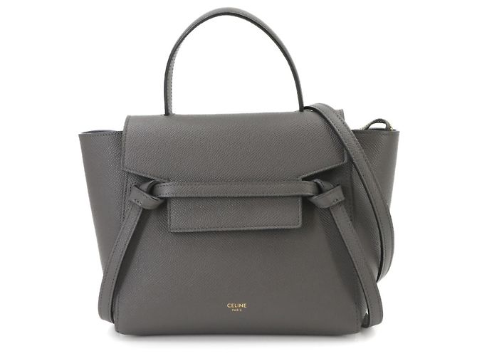 Céline Celine Sac banane/Sac à main en cuir gris