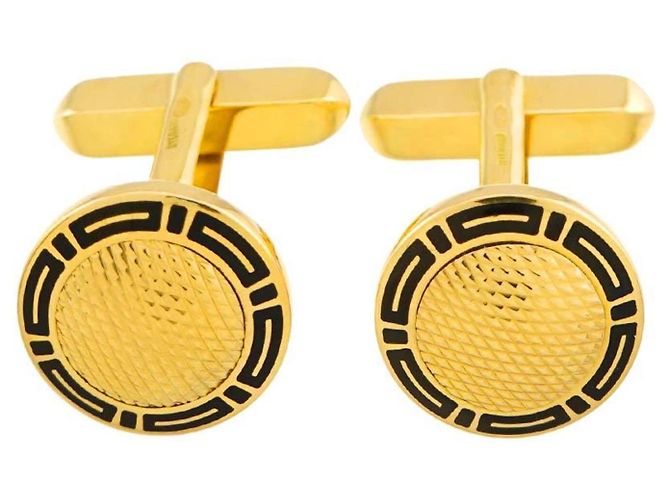 Bulgari Abotoaduras Bvlgari em esmalte e ouro amarelo 18K