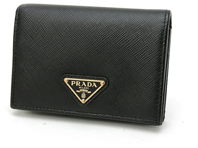 Portefeuille compact bi-fold Prada Saffiano Triangle