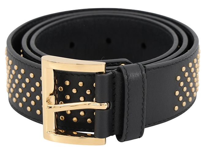 Prada Studded Triangle Leather Belt