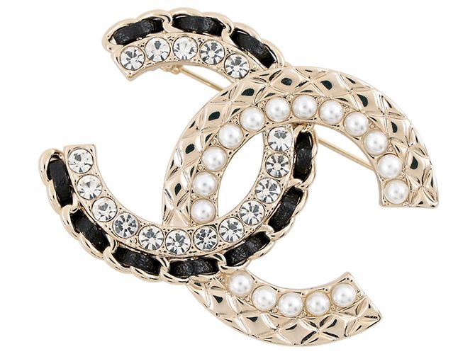 Chanel Champagne Gold Strass-Brosche