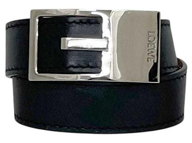 Loewe Armband aus Leder Schwarz Silber