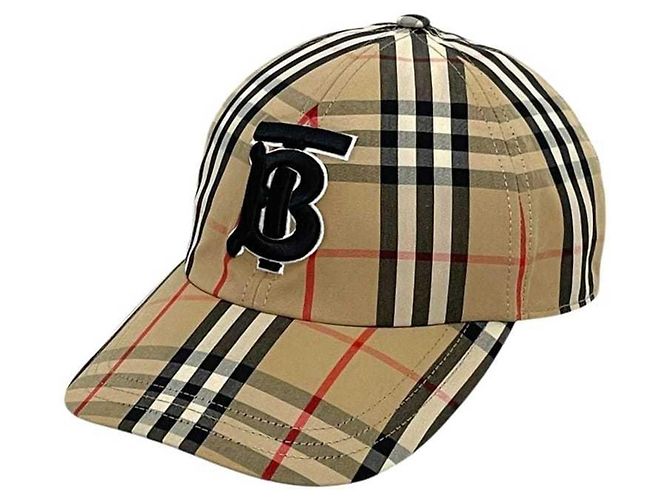 Gorra de béisbol Burberry para hombre en algodón beige
