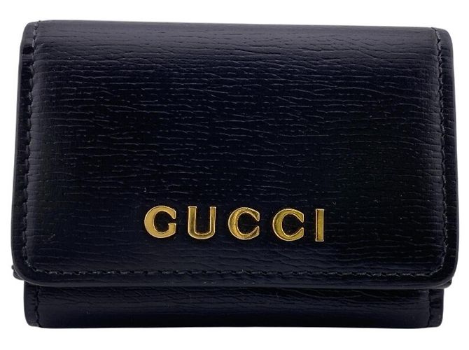Gucci Black Leather Tri-fold Wallet