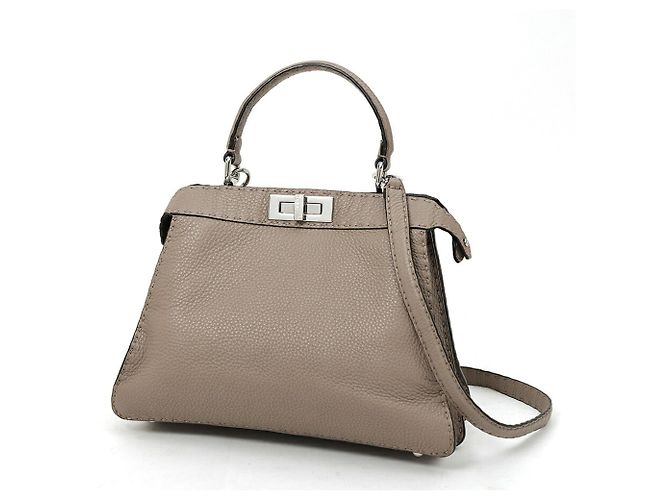 Fendi Peekaboo I See You Medium Handtasche aus grauem Leder