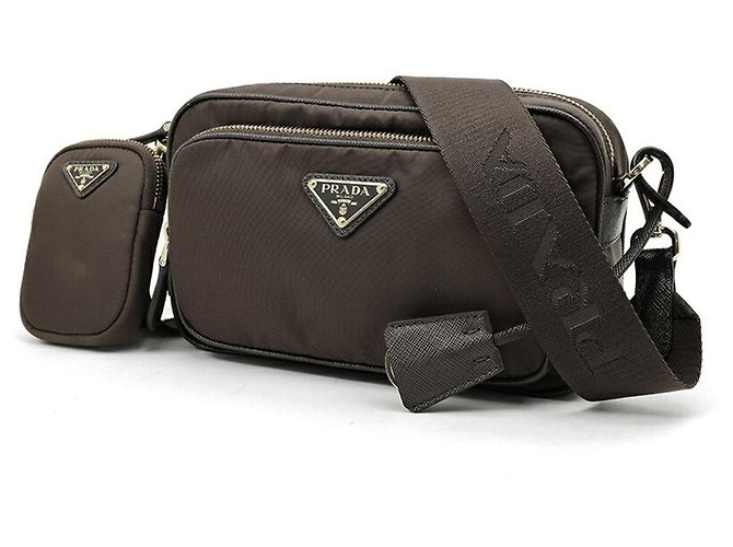 Pochette/Borsa a tracolla Prada in pelle marrone
