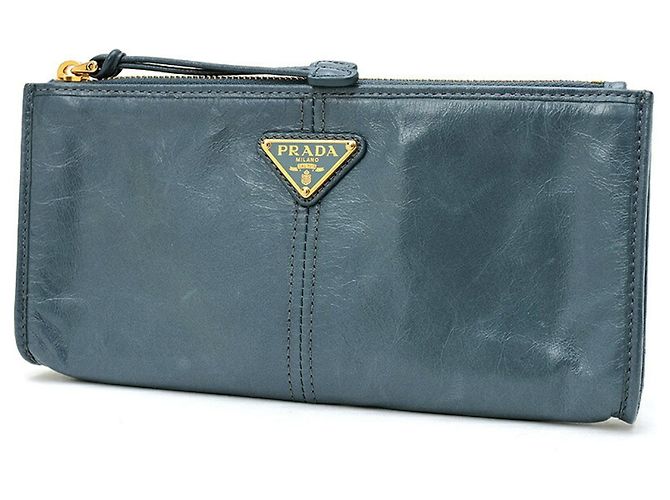 Prada Gray Leather Pouch