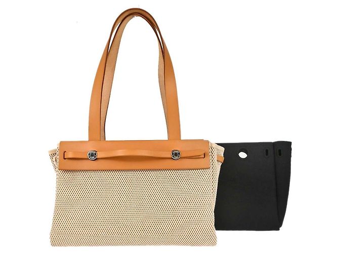 Hermès Hermes Herbag Cabas Toile and Leather GM