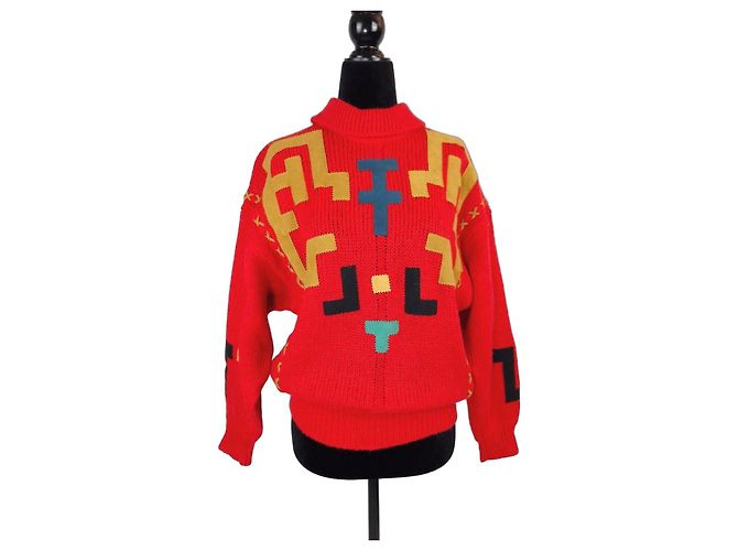 Iceberg Jean-Charles de Castelbajac Roter Alpaka Pullover