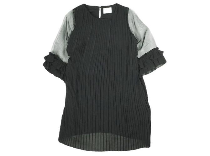 Autre Marque Carolina Glaser Chiffon Plisseekleid