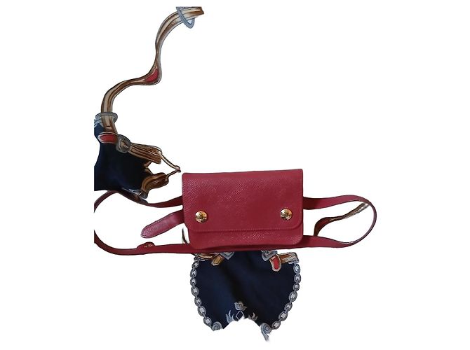 Hermès Belt Pouch in red vintage 1996 courcevel leather