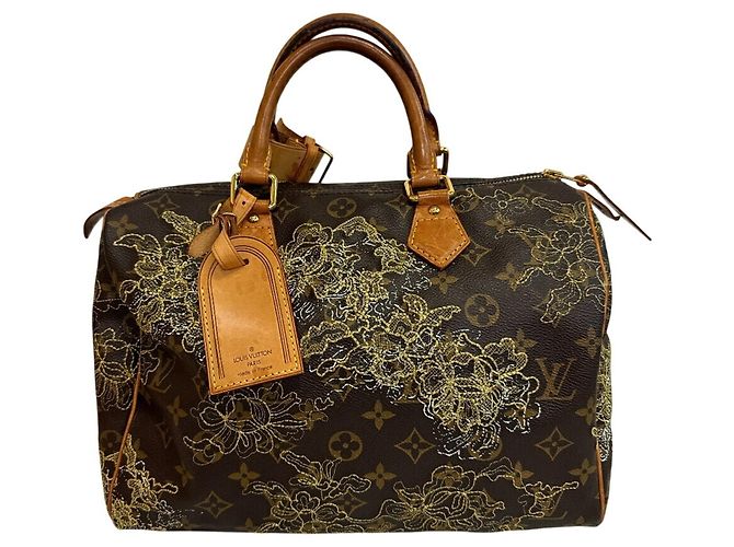 Sac à main Louis Vuitton Monogram Dentelle Argent Speedy 30