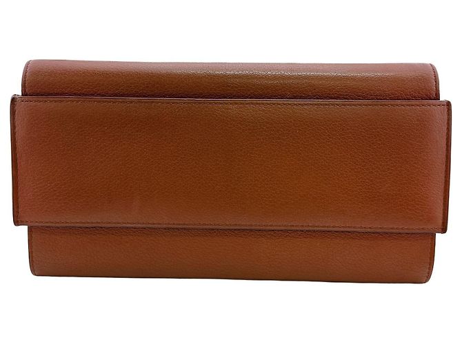 Hermès Carteira longa Hermes em couro castanho