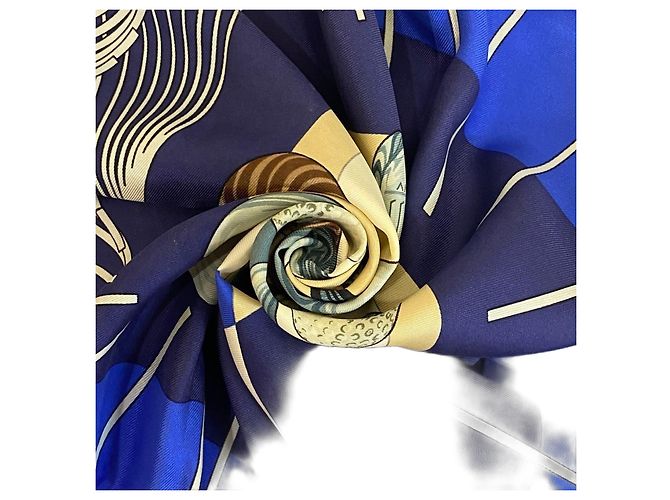 Lenço de seda Hermès Swing Carre 90 em azul