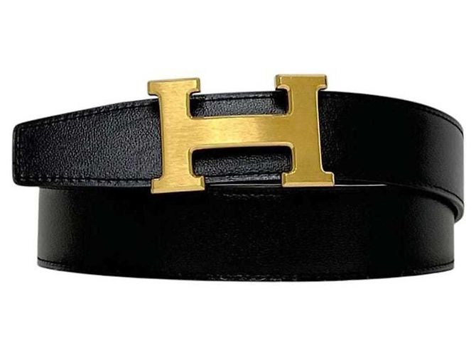 Constance Hermès Leather Belt Black and Bordeaux