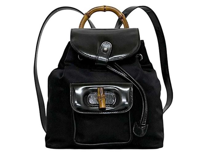 Mini zaino Gucci nero in nylon e pelle