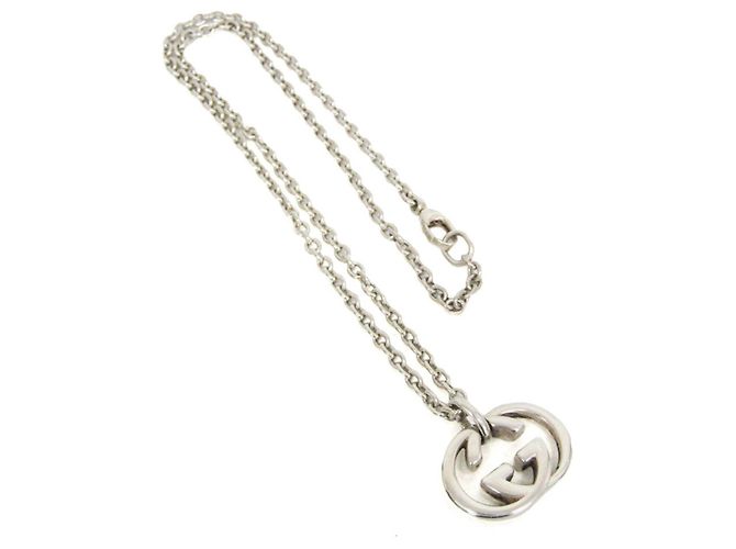 Pendente a catena Interlocking G inciso Gucci Sterling Silver Large