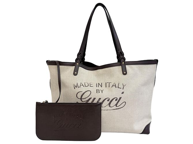 Saco Tote GUCCI em lona e couro