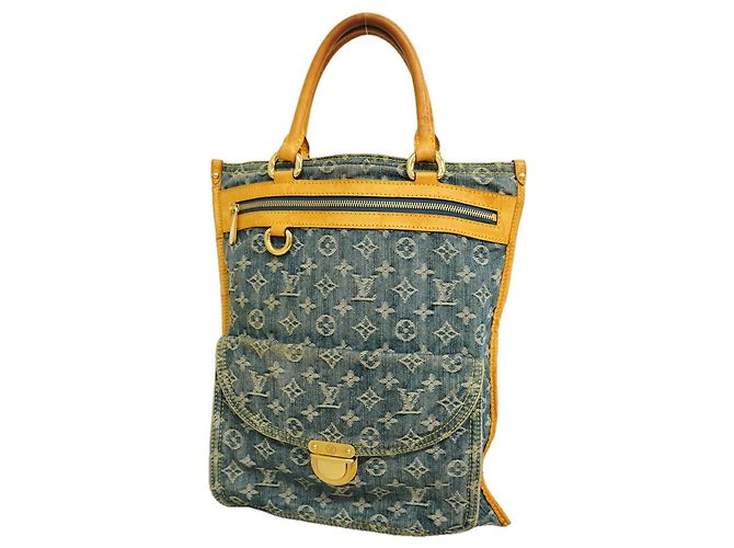 Bolsa de mão Shopper plana Louis Vuitton Monogram Denim