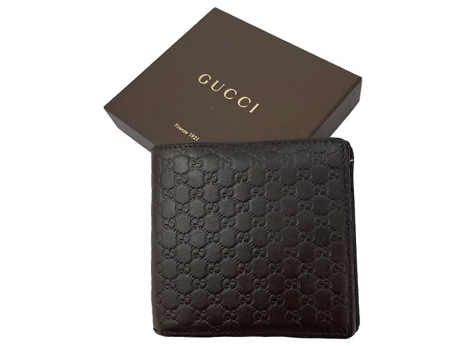 Gucci GG Monogram Leather Bi-fold Wallet - Dark Brown