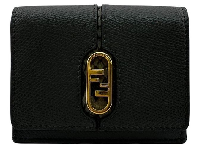 Fendi Auroch FF Leather Tri-fold Wallet