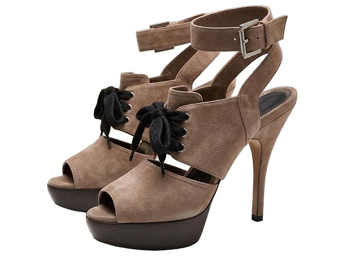 Marni Sandales à talons compensés en daim marron