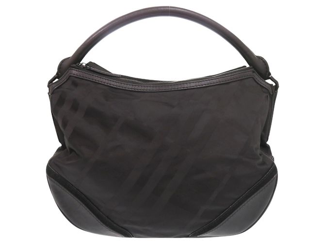 Bolsa de ombro em nylon e couro com padrão Burberry Check