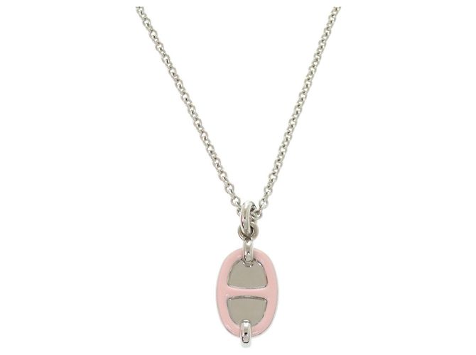 Hermès Hermes Mini Maillon Rose Canter Silver Hardware Necklace