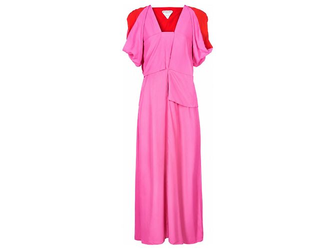Bottega Veneta Vestido Drapeado Pre-Fall 2020 - Rosa e Vermelho