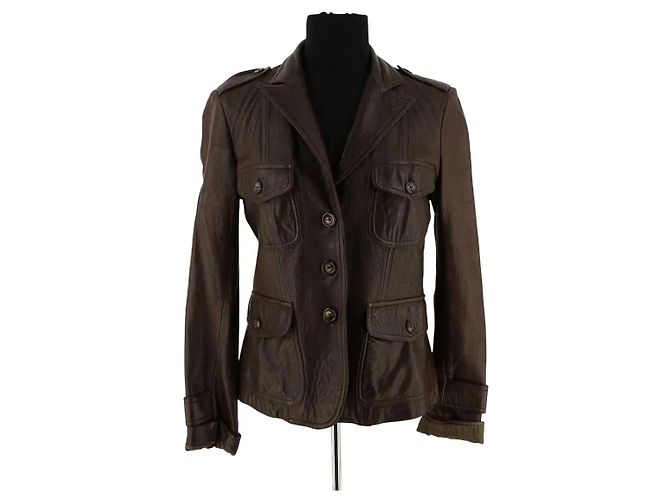 Chaqueta de cuero marrón Gerard Darel