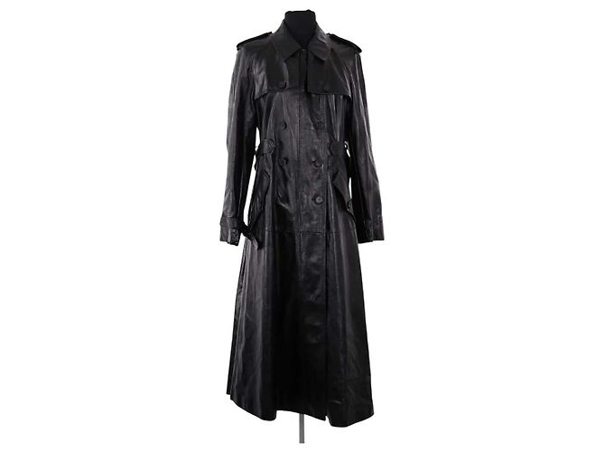 Abrigo de cuero negro Dior