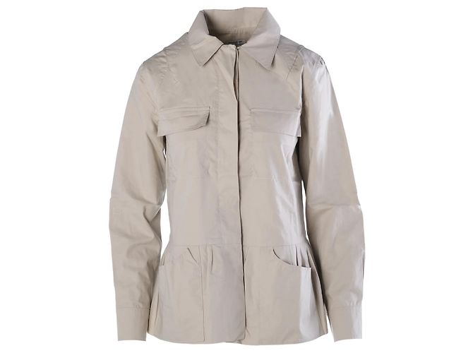 Chaqueta utility peplum plisada de algodón beige Philosophy di Alberta Ferretti