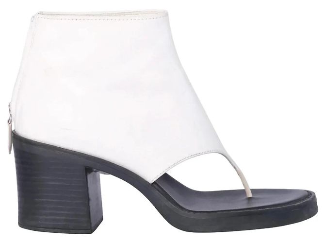Miu Miu White Leather Thong Ankle Booties